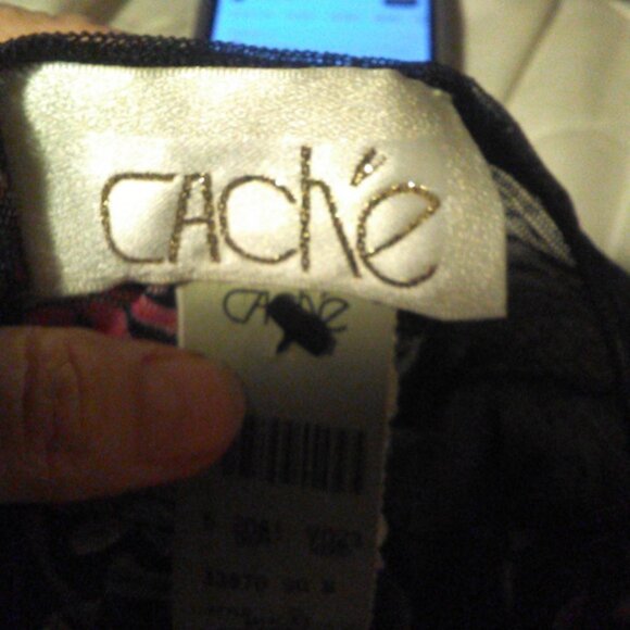 NWT Cache Sheer Black Floral Long Sleeve Dress BODYCON SHEER MESH SZ. XS SEXY! - Picture 13 of 13